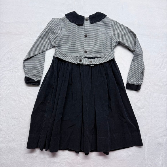 Vintage‎ Kellys Kids Dress Houndstooth Corduroy Peter Pan Collar Girls - Picture 8 of 9